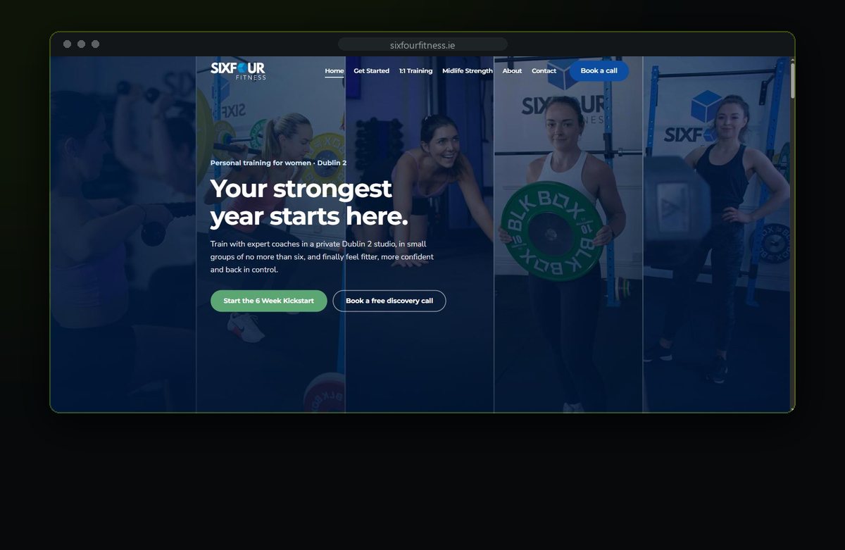 The SixFour Fitness website, designed and built by Launchr